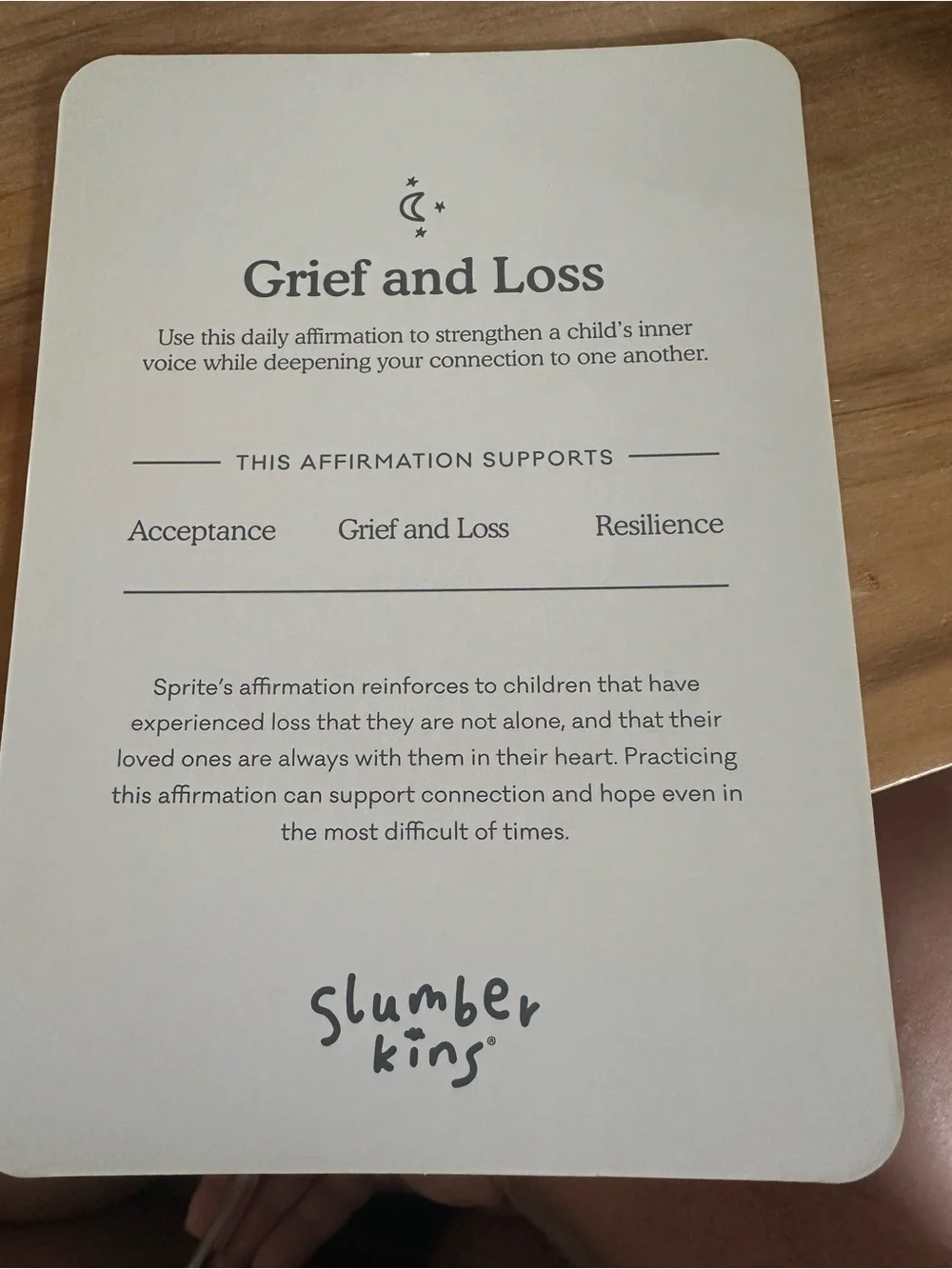 New Slumberkins stuffed Sprite offers comfort for grief book flash card 14”tall